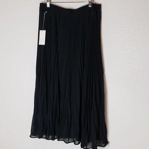 A New Day black knife pleated midi skirt L NWT